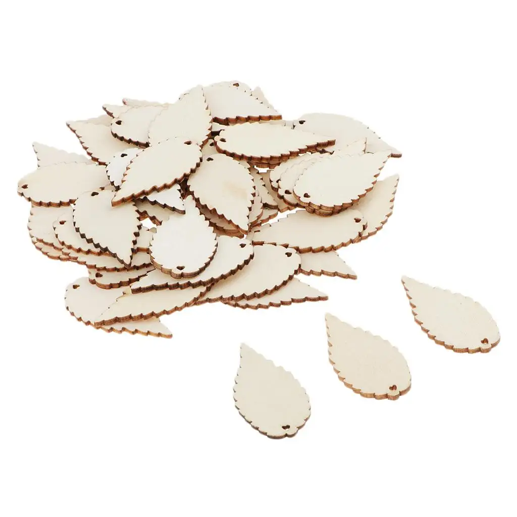 50pcs Sheets 50x26 Mm Unfinished Pieces of Wood Wooden Discs