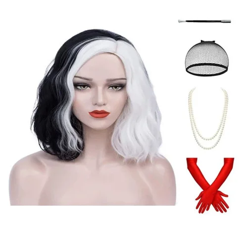 14" Women Girls Short Curly Bob Wavy Wig Body Wave Halloween Cosplay Daily Party Wigs (Blonde) halloween costumes for women