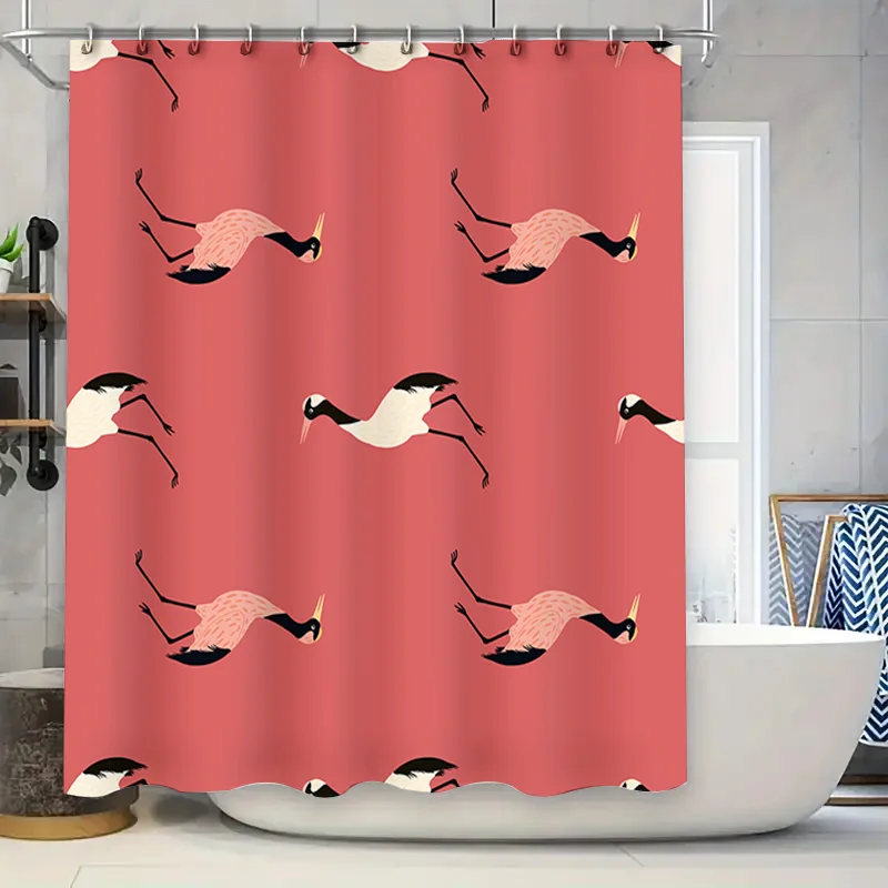 

Современный декоративный набор занавесок для душа с рисунком журавля кораллово-красного цвета идеально подходит для украшения ванной комнаты и аксессуаров для дома