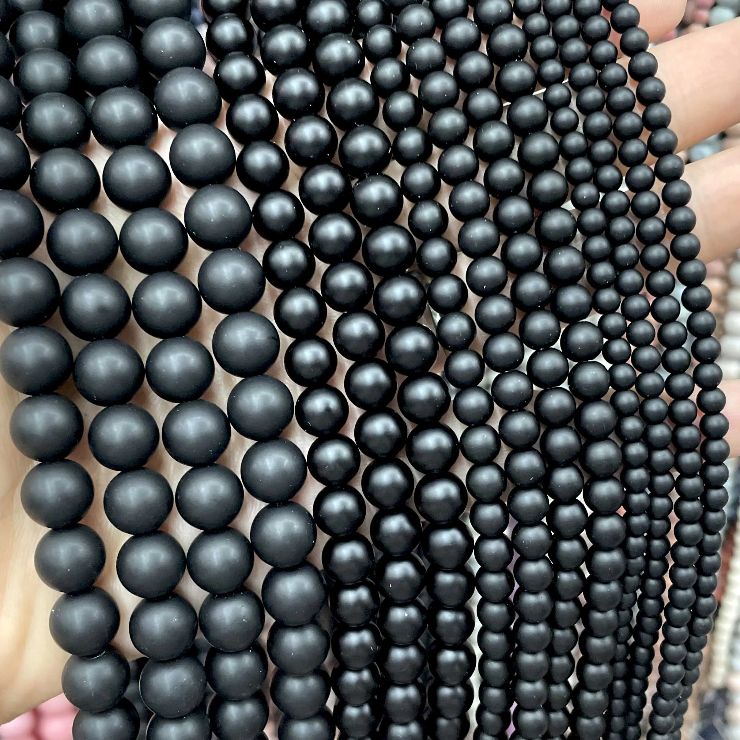 4 6 8 10 12 MM Natürliche Schwarze Stein Onyx Lose Runde Spacer Perlen Für Schmuck Machen DIY Armband halskette Zubehör
