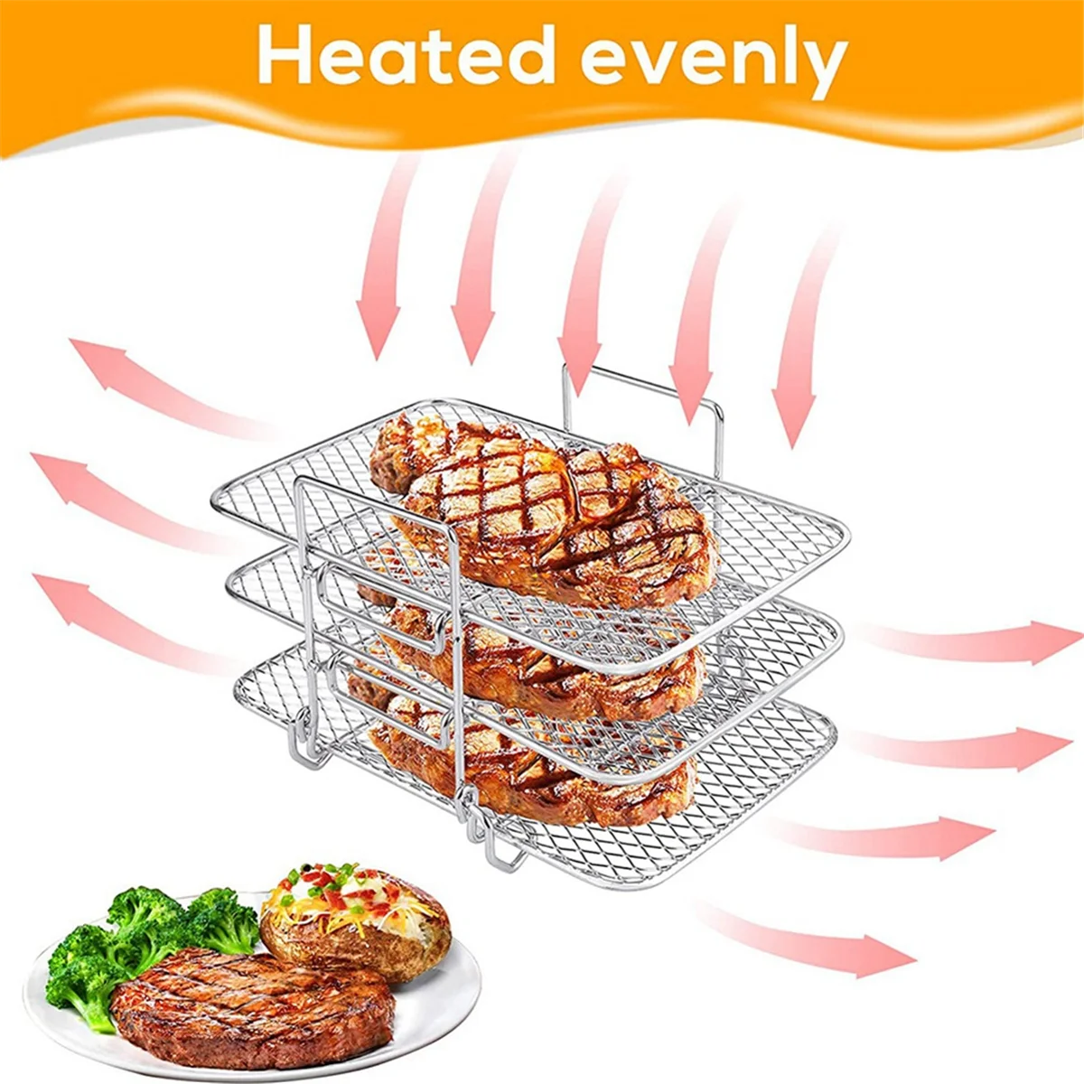 

Air Fryer Rack Air Fryer Rack for Ninja Air Fryer Multi-Layer Double Basket Air Fryer Stainless Steel Grilling Rack Cooking
