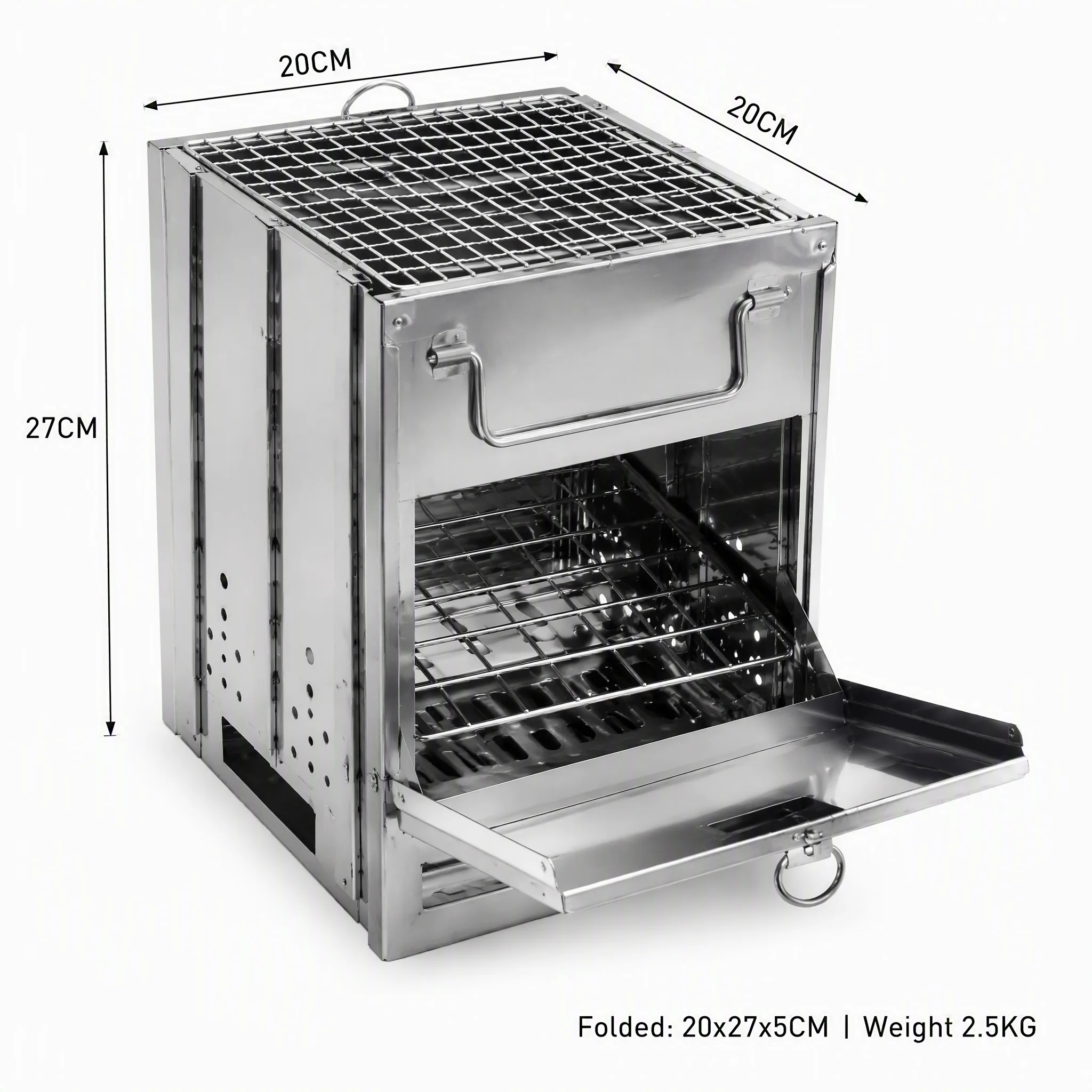Wholesale Portable Square Wood Burning Camping Stove Stainless Steel Folding Charcoal BBQ Grill Multi-Fuel Outdoor Campfire Oven