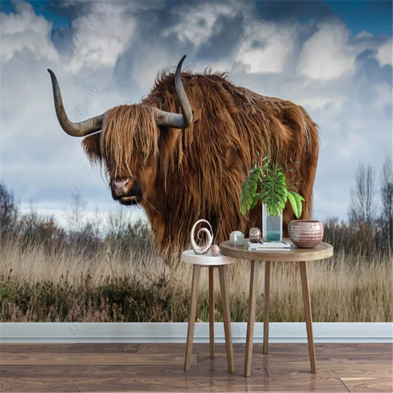 Blue Sky Strong Yak HD Mural Wallpaper For Living Room Grassland Photo TV Sofa Background Wall Paper Home Decor papel de parede