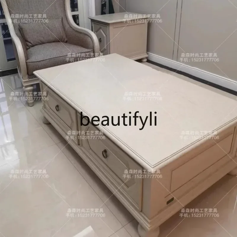 G North American Home TV Cabinet Apartment Living Room American Solid Wood Carving TV Cabinet
