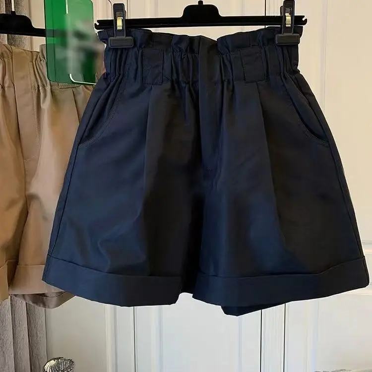 

Floral Bud Suit Wide Leg Shorts Waist Cinched Silk Satin Texture High Waist Slim Shorts Loose Casual Women Trousers Summer Wh8