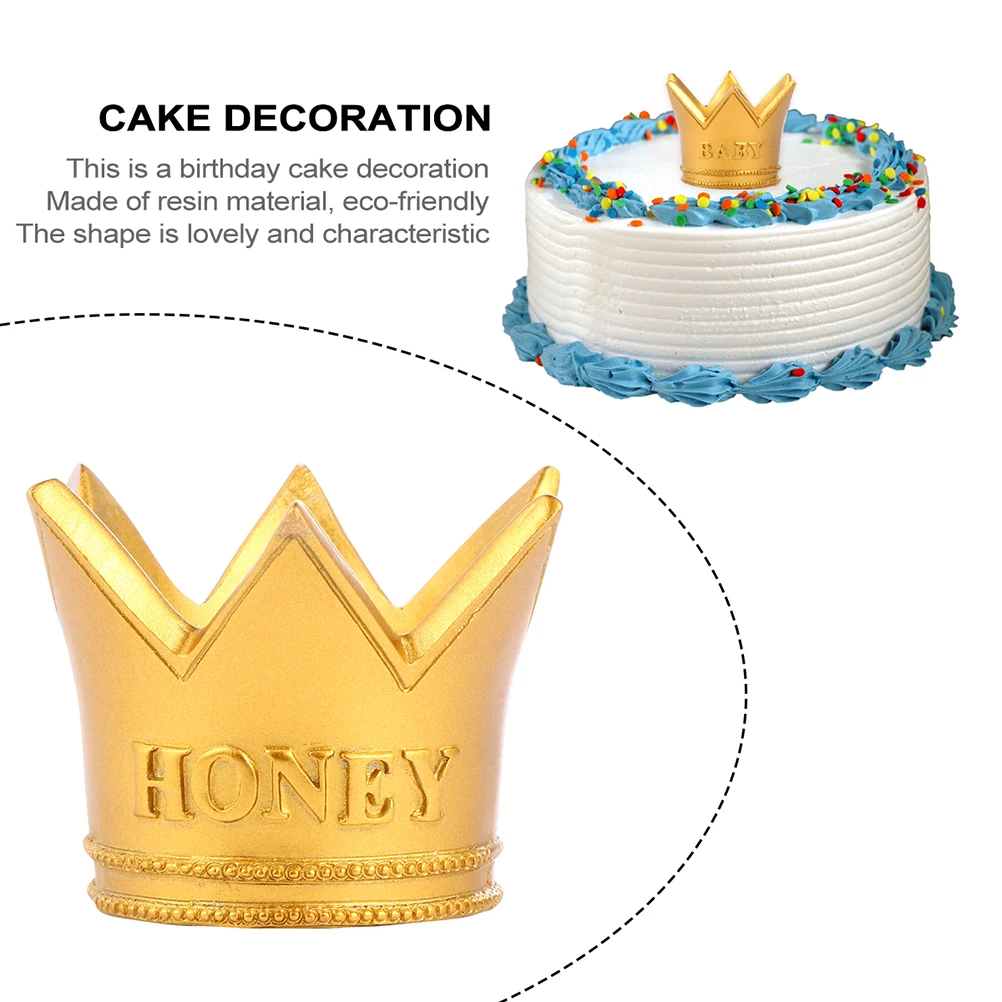 

2pcs Golden Crown Cake Topper Decoration Birthday Wedding Party Adornment Unique Layout Trendy Ornament Elegant Crown Cake