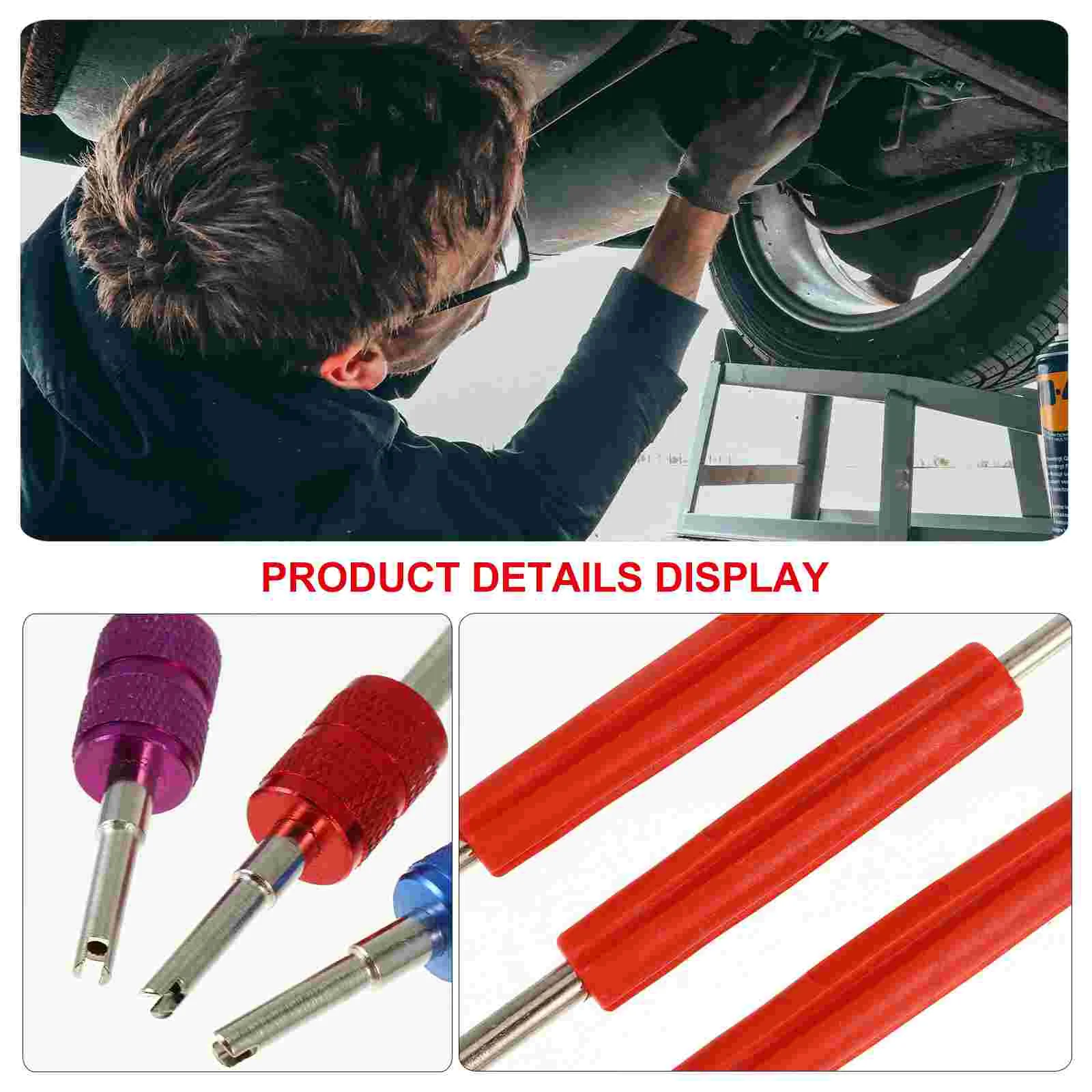 6 Pcs Valve Removal Tool Car Gadgetss Dual Head Puller Air Conditioning Spool Tools Tyre Car Accessories