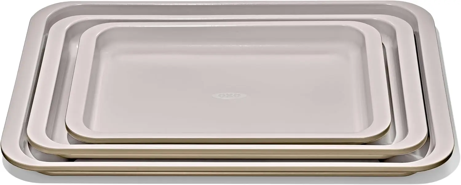 Non-Stick Ceramic Coated Metal Sheet Pan Set 3-Piece for Baking Cookies and Pastries