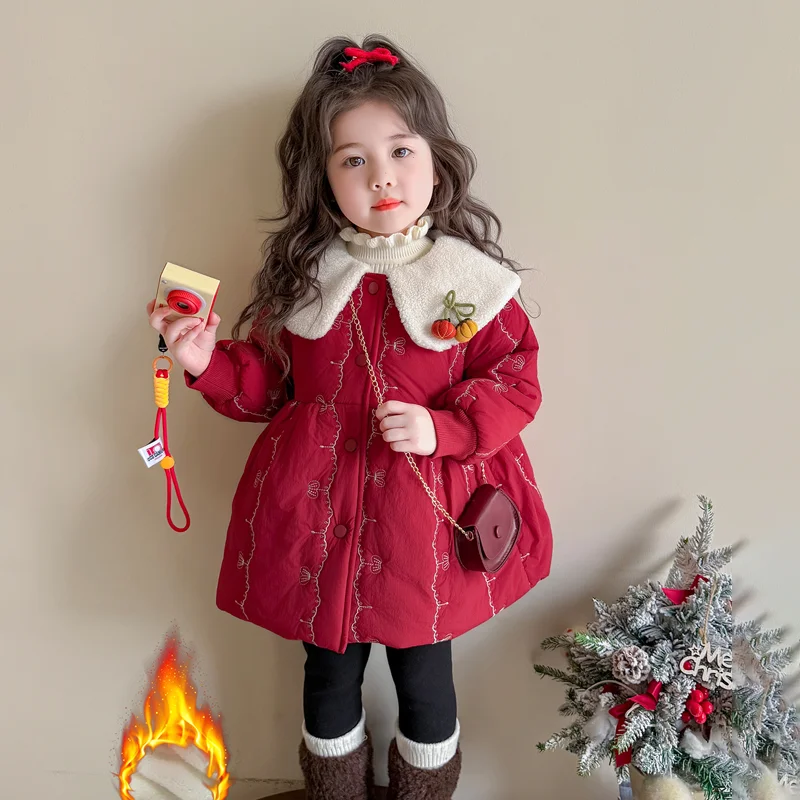

Girls' Baby Medium Long Thick Jacket Coat Child Kawaii New Style Casual Clothing Tops Girls' Lightweight Padded Girl Kids Coats