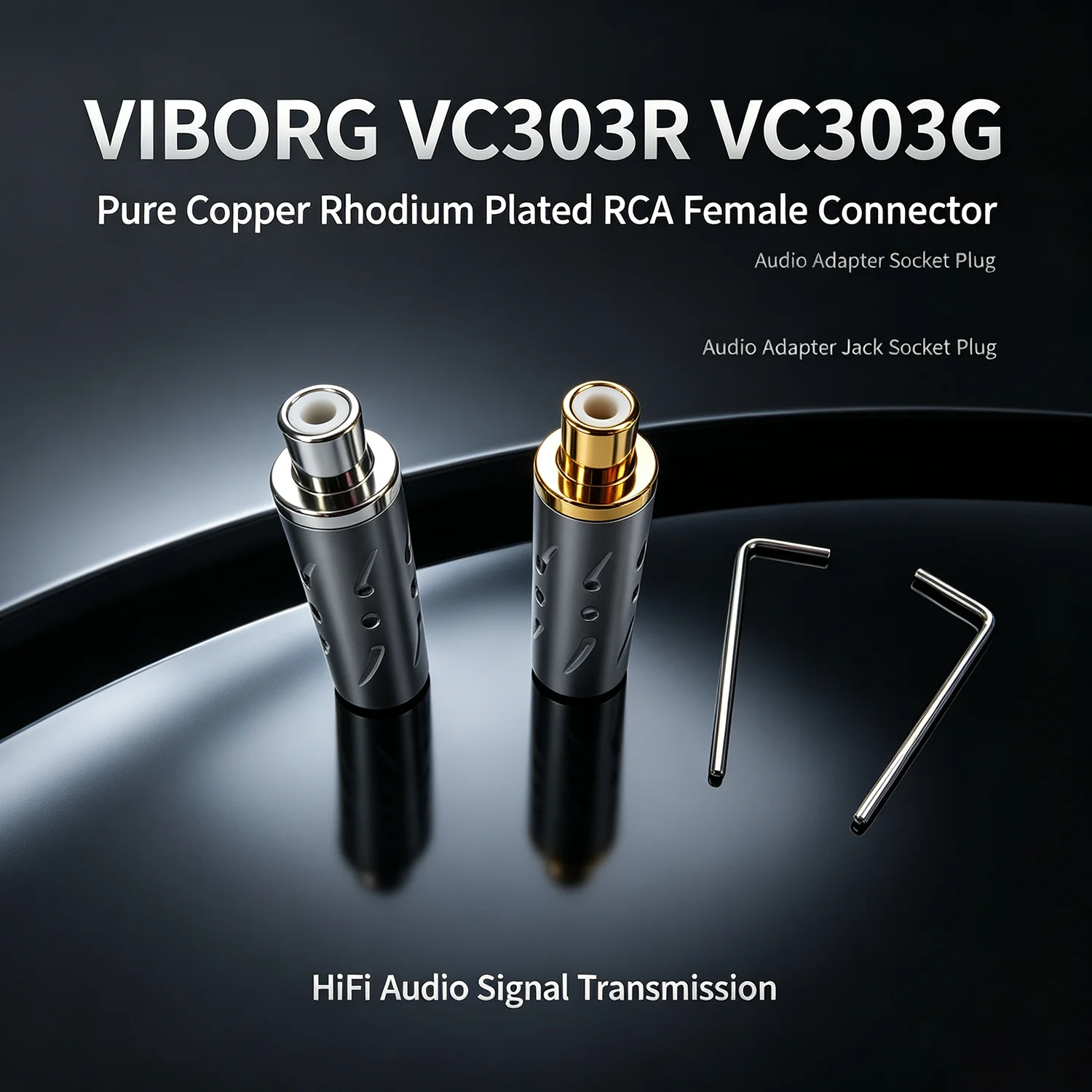 Viborg VC303R VC303G Pure Copper Rhodium Plated RCA Female Audio Adapter Jack Socket Plug - Audio Connector