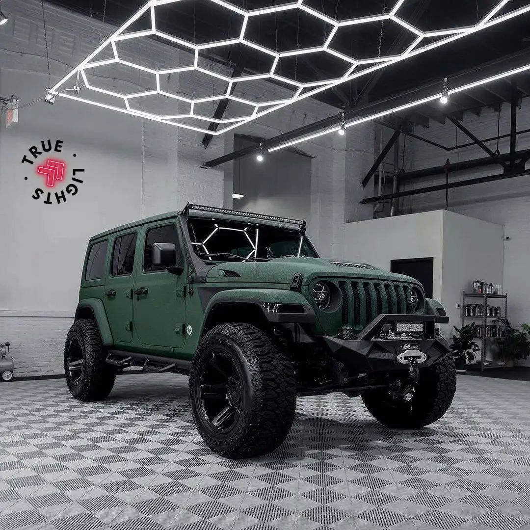 Hexagon LED Garage Light 110-240V 6500K Honeycomb Ceiling LED Lighting Tube for Car Detailing Shop Barbershop Gym Car Wash Room