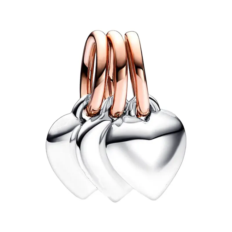 Triple Family Generation Of Hearts Pendants Charms For Women Love Grandmother Mother Daughter Rose Gold Silver 925 Jewelry Gifts