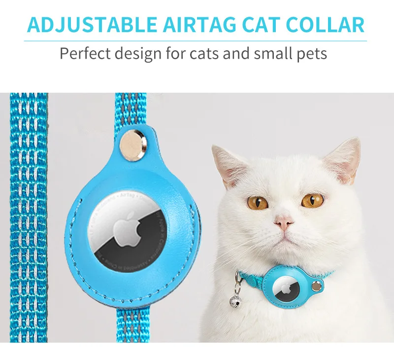 Kerah kucing Airtag bergaris, pelacak Apple kucing bel anti hilang reflektif, cocok untuk anjing kecil, kerah anjing dengan bel