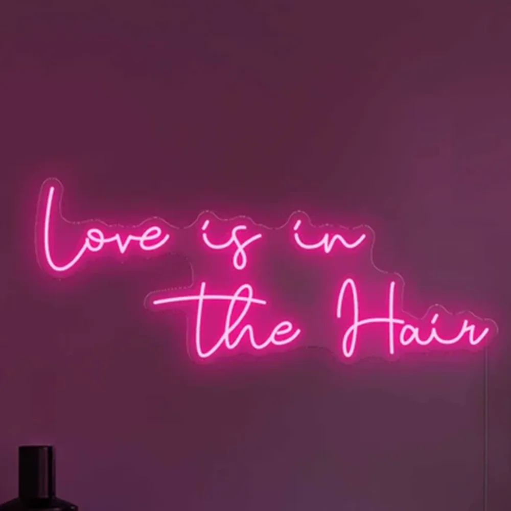 

Love is in the Hair Neon Sign LED Room Wall Decor USB Powered With Switch Hanging Acrylic For Bedroom Wedding Party Shop Sign