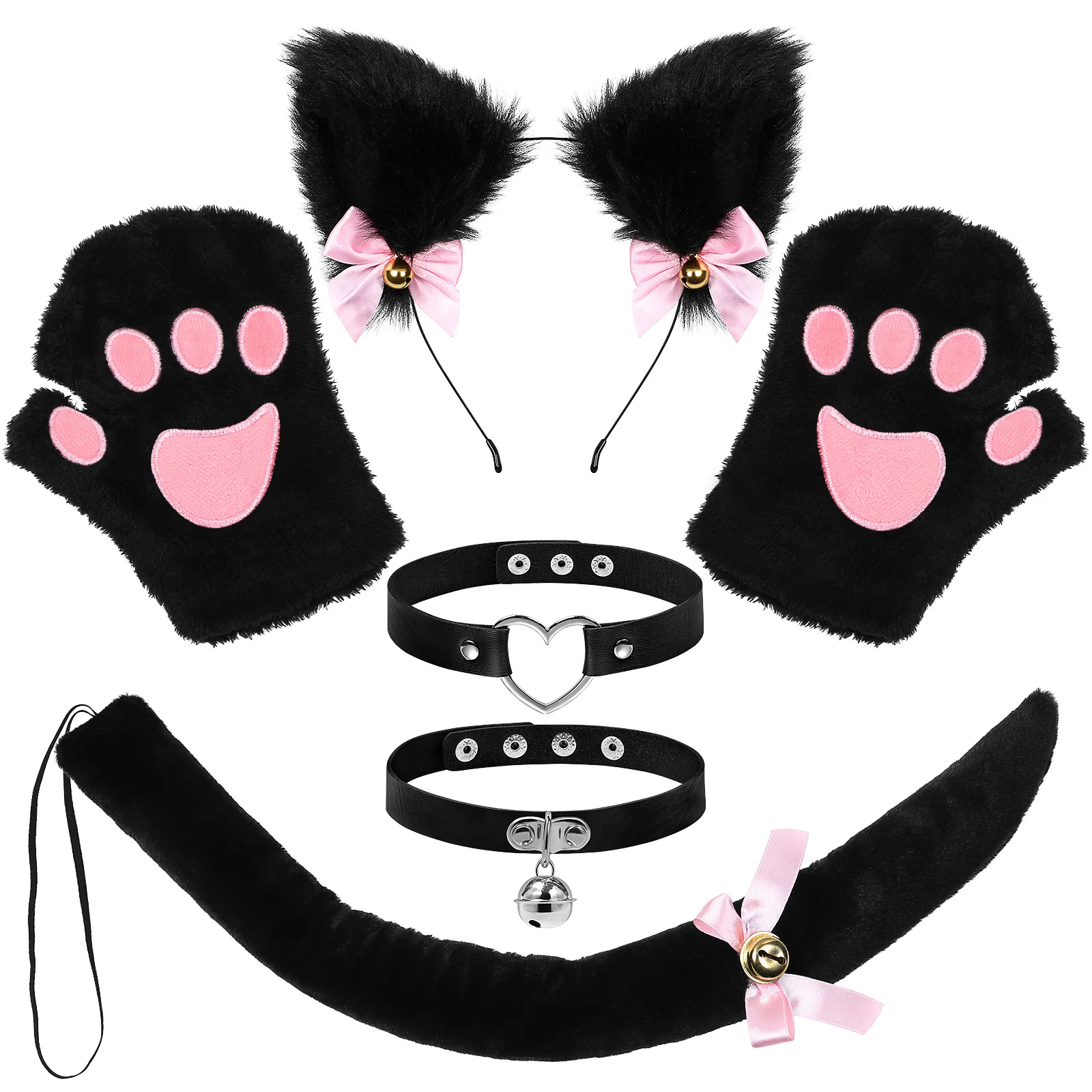 1 zestaw 1 Zwierzęcy Kostium na Halloween, Akcesoria do Cosplayu, Ogon, Kostium na Imprezę, Uszy Kota i Lisa, Ogon, Zestaw do Cosplayu Lisa, Zestaw Uszu