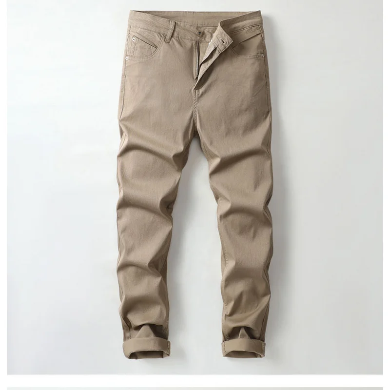 2024 Pure Cotton Casual Pants Men's Autumn Fashion All-Matching Simple Comfortable Slim Straight Business Long Pants