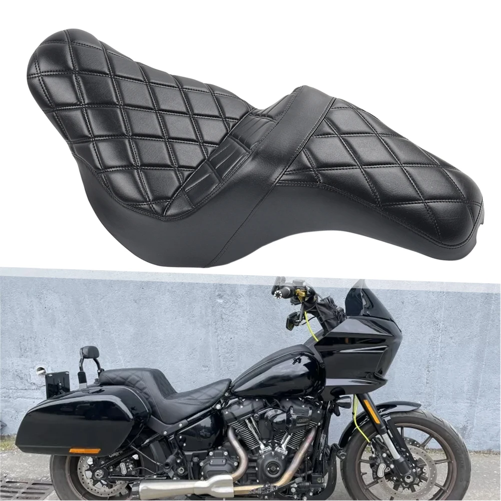 

Motorcycle 2-Up Driver Passenger Seat Cushion Cover Cowl Leather For Harley Softail Low Rider FXLRST FXLRS FXLR 2018-up