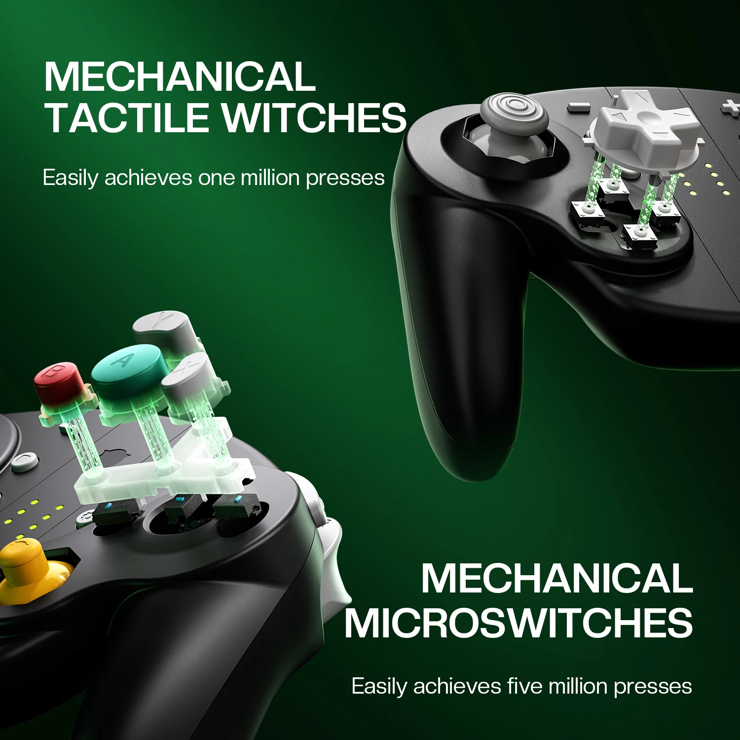 وحدة تحكم ألعاب NYXI Wizard 2 لنينتندو سويتش 2، NGC، NFC، مشغل مزدوج، اهتزاز، موديل أسود #2