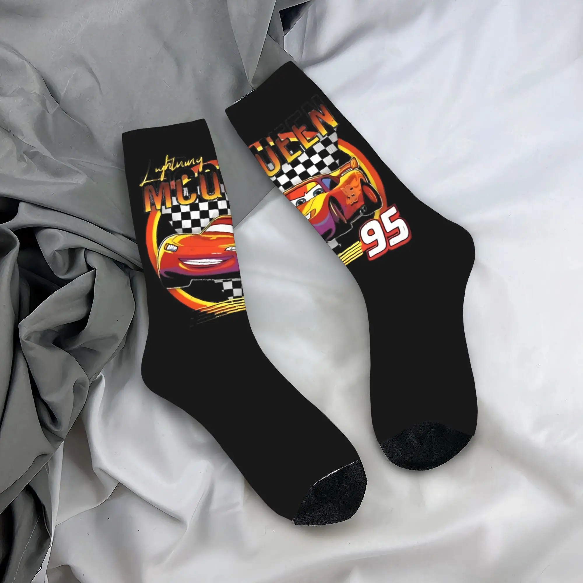 Cars Lightning Mcqueen Number 95 Socks Men's Women's Casual Cartoon Socks Novelty Autumn Winter Middle Tube Socks Gift Stockings