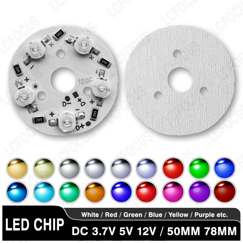 

Driverless 5W 7W 9W 12W LED Chip DC 3.7V 5V 12V Warm Cool White Red Green Blue Yellow Aluminum PCB 50mm 78mm 1W 3W Light Beads