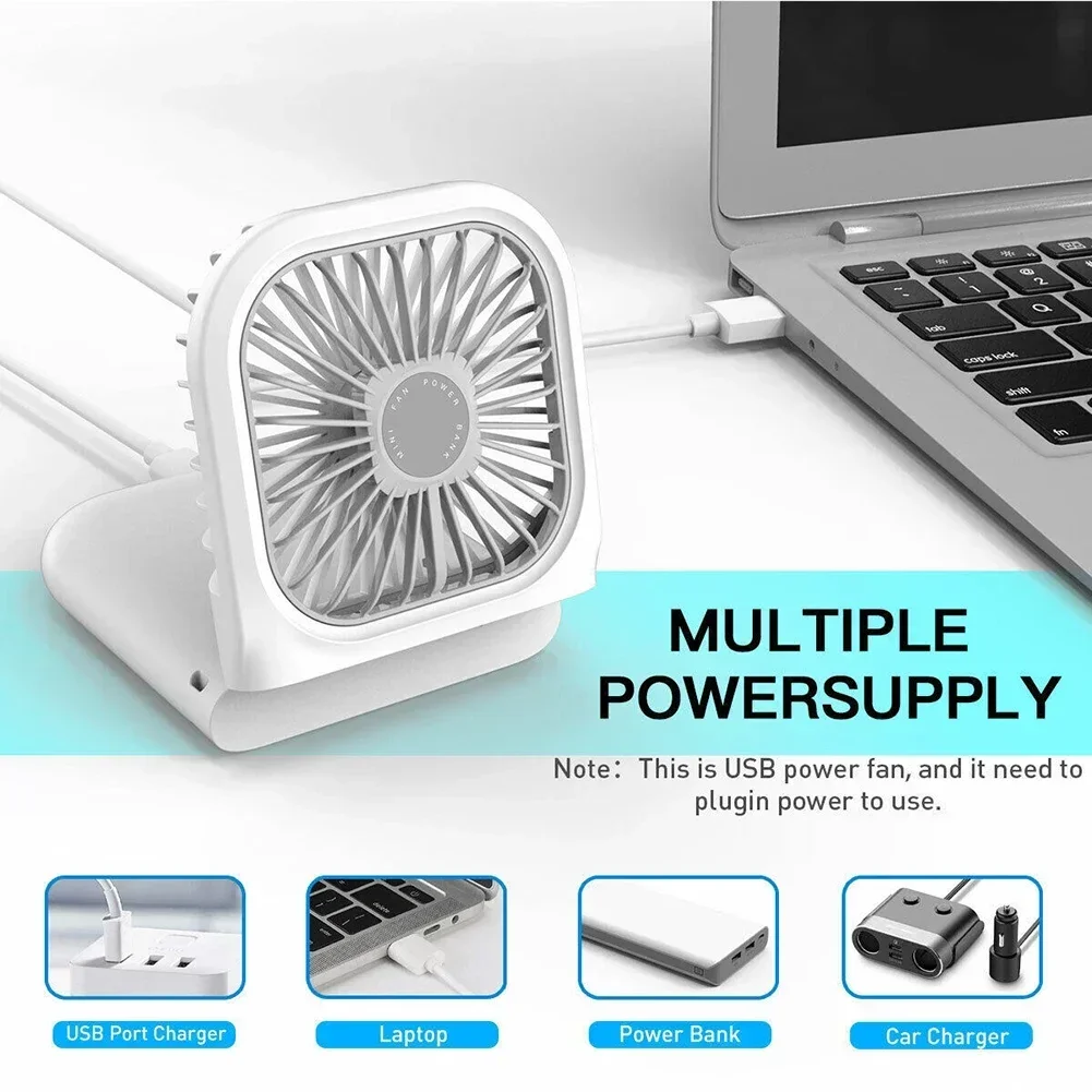 Hand Held Mini Fan Portable Folding Fan USB Rechargeable With Power Bank Desktop Fan Multifunctional Folding Fan W/ Hanging Neck