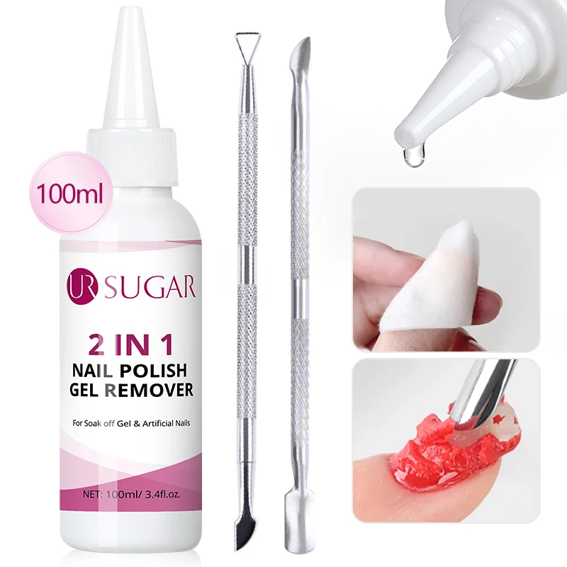 UR SUGAR 100ml 2 in 1 ジェルネイルリムーバー クイッククリーン ジェントルフォーミュラ ジェルネイル洗浄 マニキュア機能性ジェル