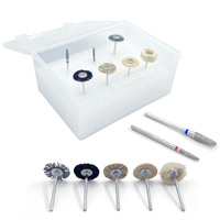 7pcs/Set Dental Lab Polishing Brush Wheel Rotary Tools 2.35mm HP Shank Dental Materials Soft Grey Goat Hair Rotary Tools