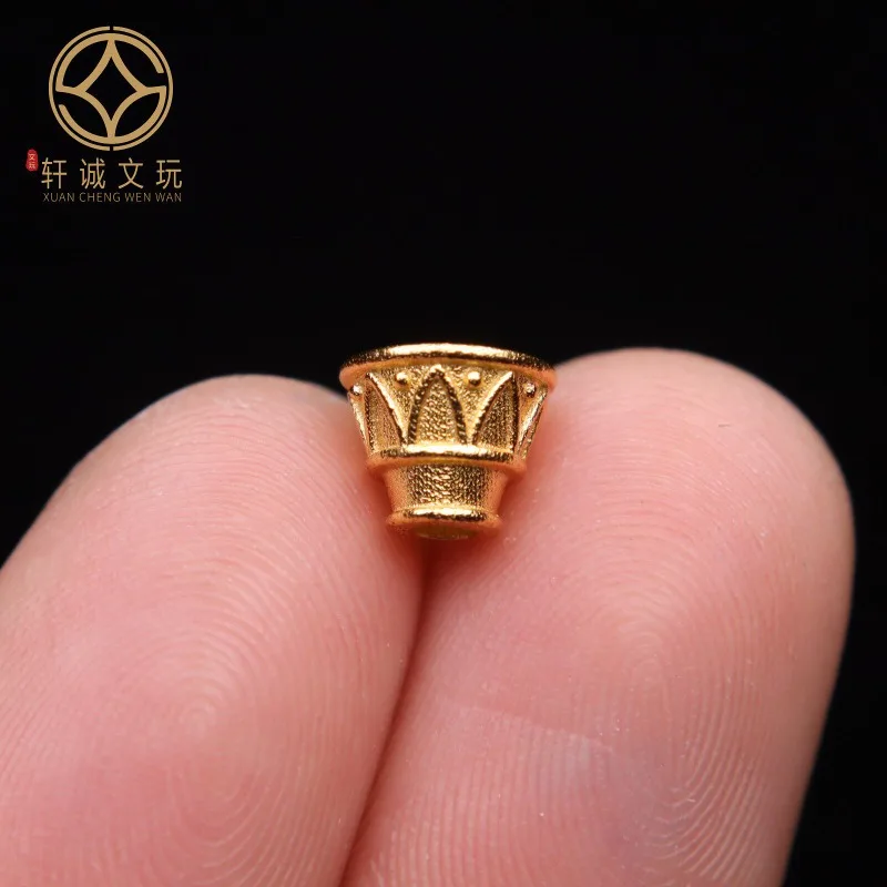 オリジナル職人製金メッキ僧帽型三面仏頭ロングハンドヘルド祈祷ビーズストランドdiyブレスレットネックレスクラフト部品