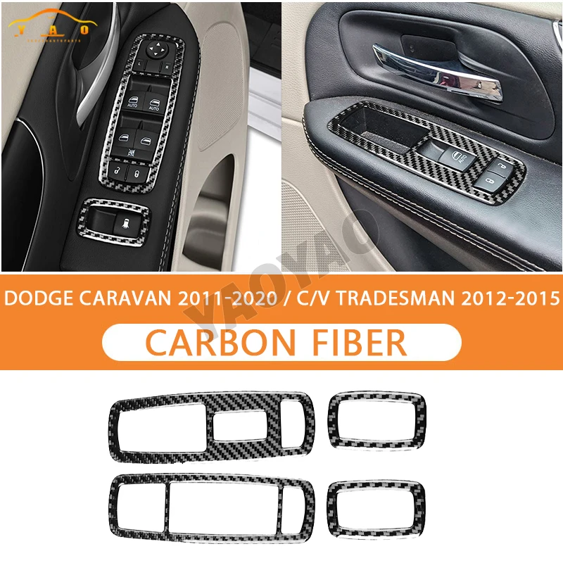 

Window lift Control Switch Decals Sticker For Dodge Caravan 2011-2020 C/V Tradesman 2012-2015 Trim Carbon Fiber Frame Decoration