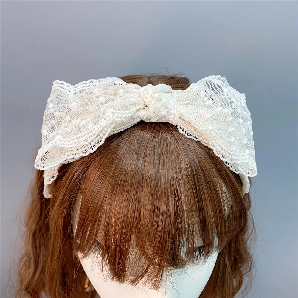 Sweet lace oversized bow headband with wide edge mesh headband, hair accessory fairy