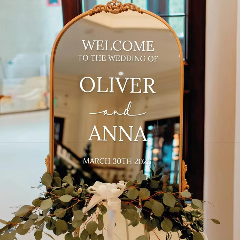 

Custom Name Wedding Decal Welcome Sign Vinyl Stickers Wedding Party Mirror Decal Mariage Decor