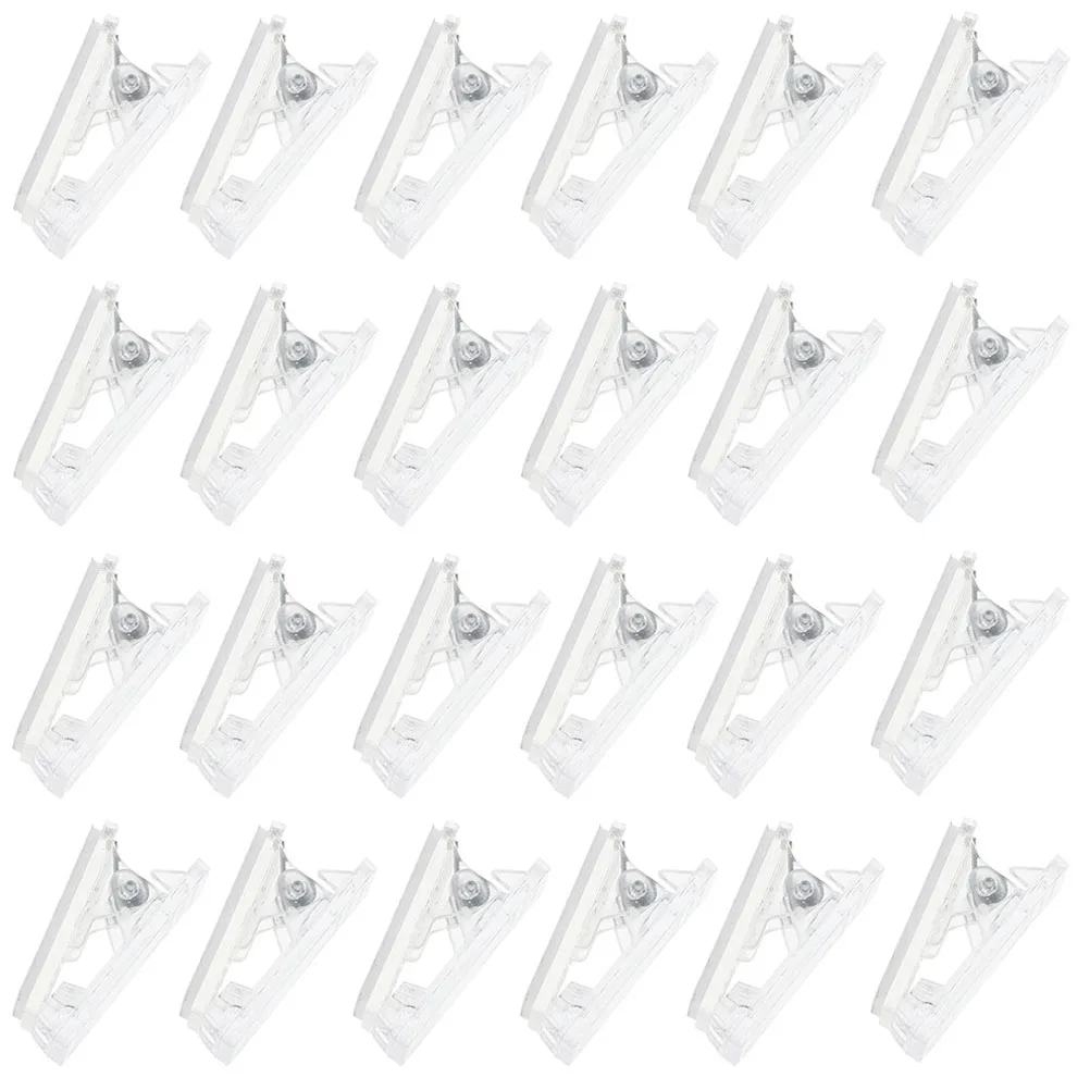 

40 Pcs Badge Clip Self Adhesive Plastic Name Tag Holder Id Card Spring Clips For Office Events Seminars Trade Shows With Double