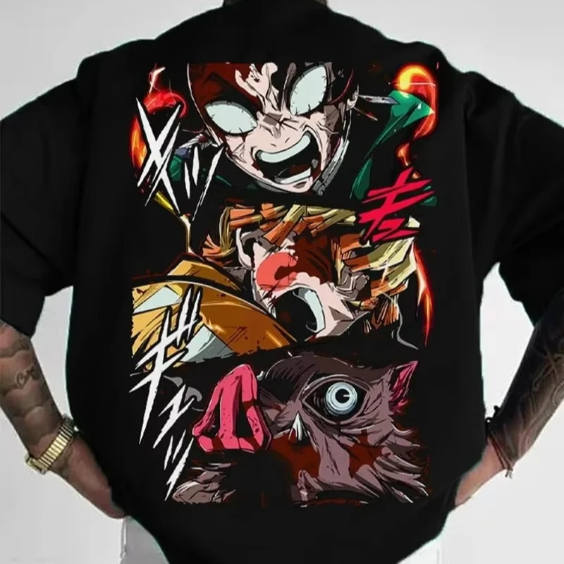 バンダイ正規品 鬼滅の刃 夏メンズTシャツ 日本アニメ 竈門炭治郎 コットン メンズ半袖