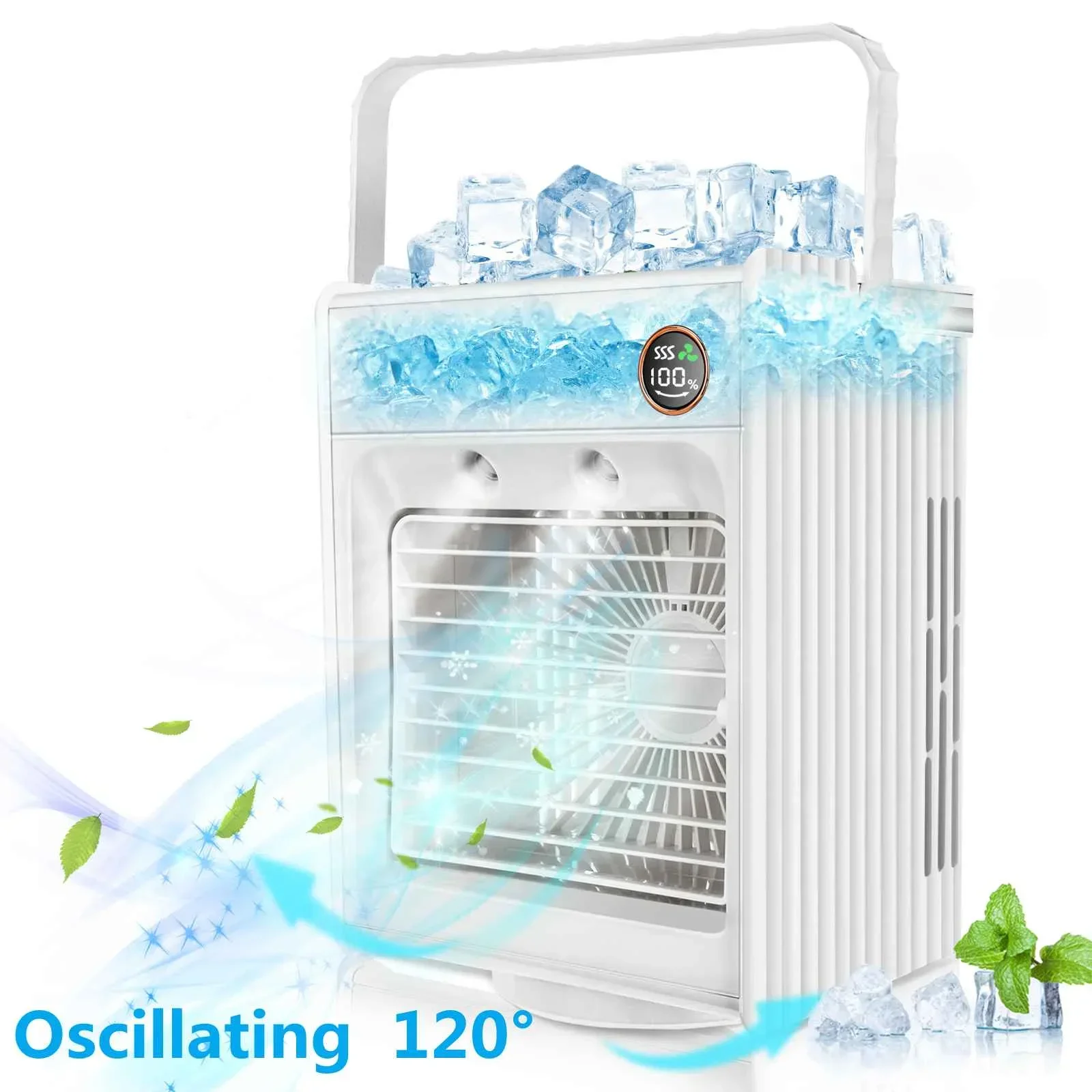 Портативный мини вентилятор воздушного охлаждения USB, воздушный охладитель, Увлажнитель вентилятор кондиционера 120 ° для дома и улицы