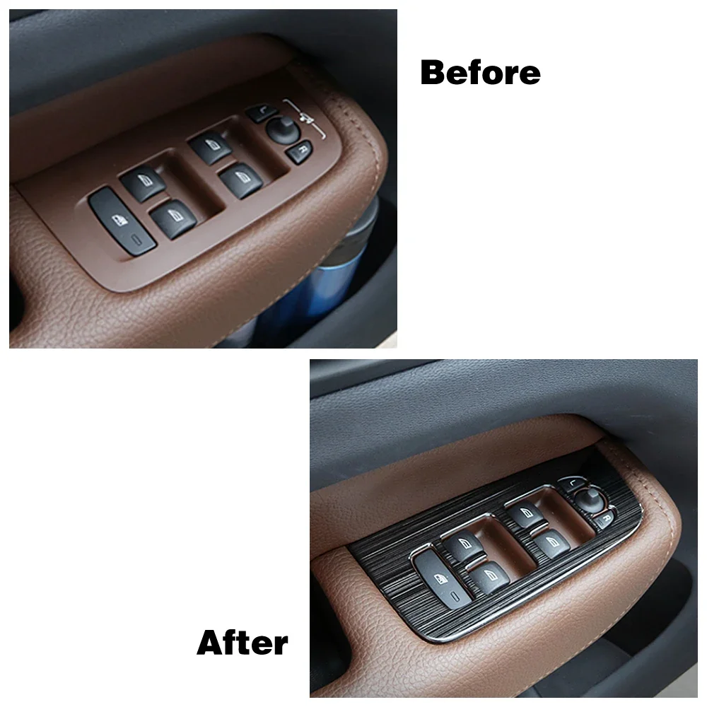 For Volvo XC60 LHD 2018-2025 V60 S60 2020 Inner Door Armrest Window Lift Switch Button Panel Cover Stainless Steel Trim Sticker