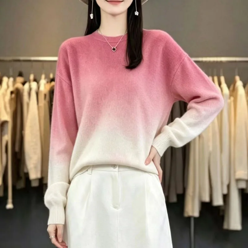 Autumn And Winter Women's Half-High-Necked Openwork Jacquard Long-Sleeved Knitted Sweater Loose Wool Bottoming Shirt