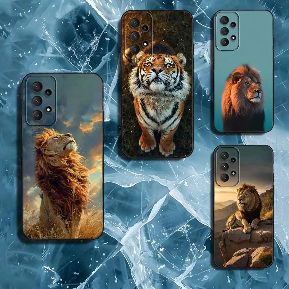 

Animal C-Cover T-Tiger Lion Phone Case For Samsung Galaxy A13,A21s,A22,A31,A32,A52,A53,A71,A80,Soft Black Shell