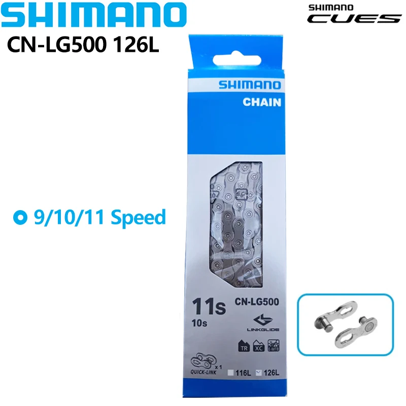 SHIMANO CUES LG500 9S 10S 11Speed Chain for MTB Mountain Bike CN-LG500 126L with Box LINKGLIDE Chain Original Bicycle Parts