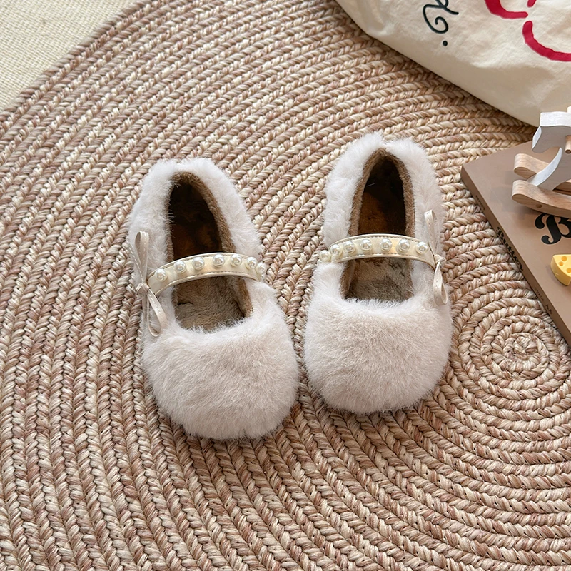 الفتيات مطرز حزام أفخم بطانة حذاء كاجوال 2025 جديد الشتاء الاطفال الأميرة الشقق مع القوس التفاصيل لينة وحيد في الهواء الطلق ارتداء اليومي #4