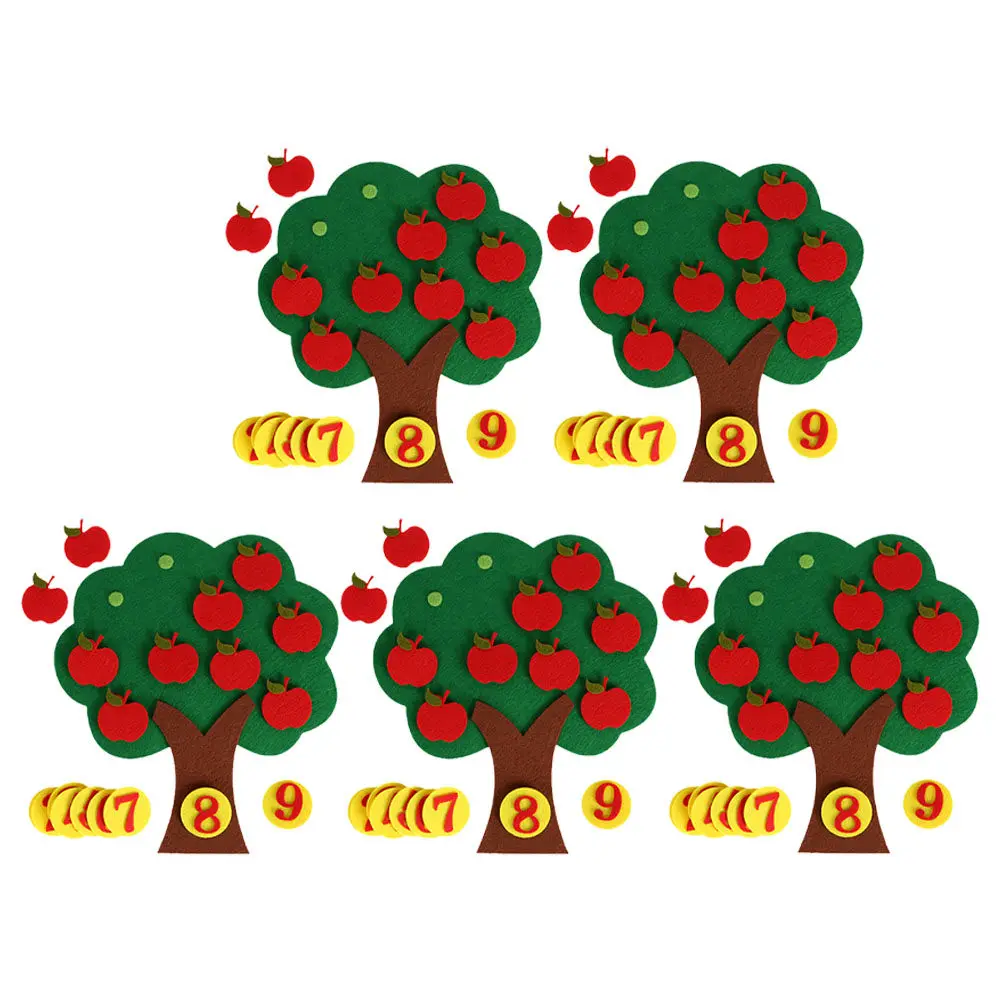 

5 Sets Kindergarten Math Learning Felt Tree Numbers Interactive Counting Matching Educational Game Montessori Preschool