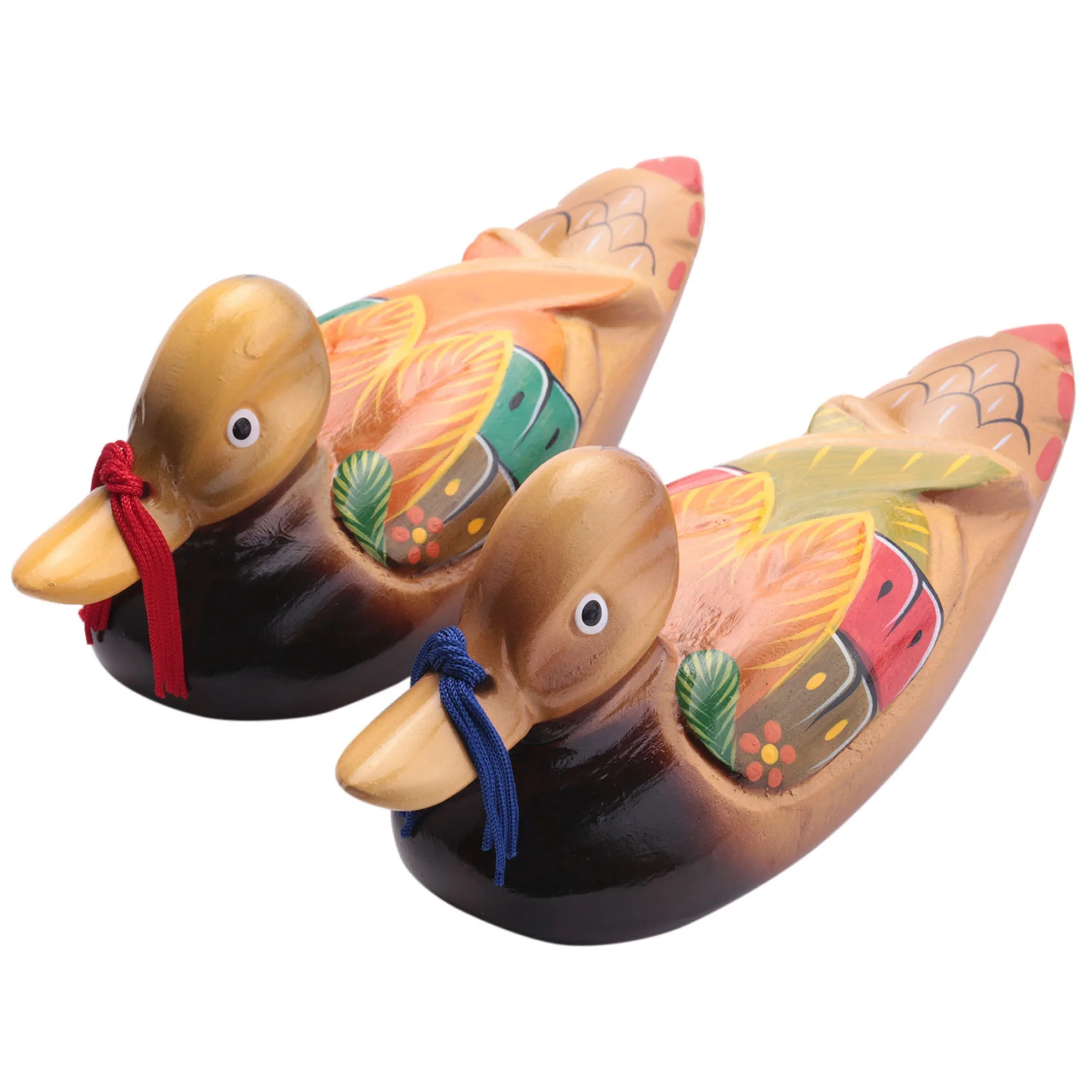 Cute Chinese Wooden Mandarin Duck and Duck Decorations Interior Bedroom Room Decoration, 2PCS