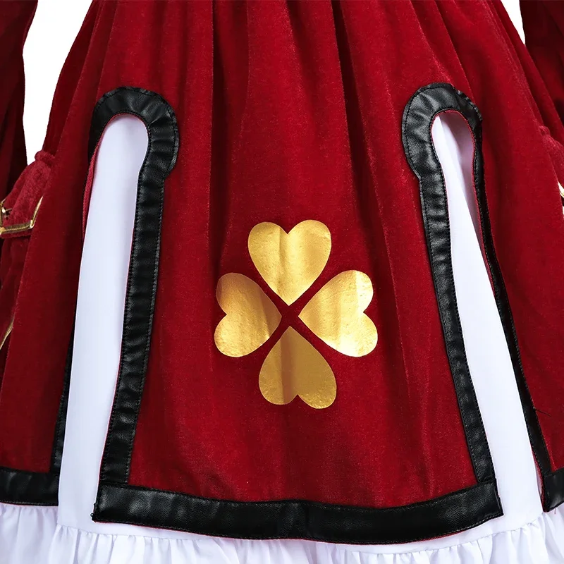 ROLECOS Genshin Impact Klee Christmas Costume Sexy Cute Red Women Autumn Winter Plush Evening Dress Klee Uniform