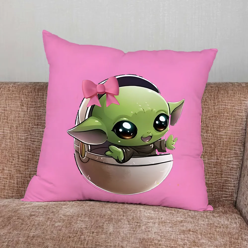 Cartoon Baby Y-Yoda-S Pillow Case For Home Bedroom Car Office Decoration Living Room Sofa Cushion Cover Suitable