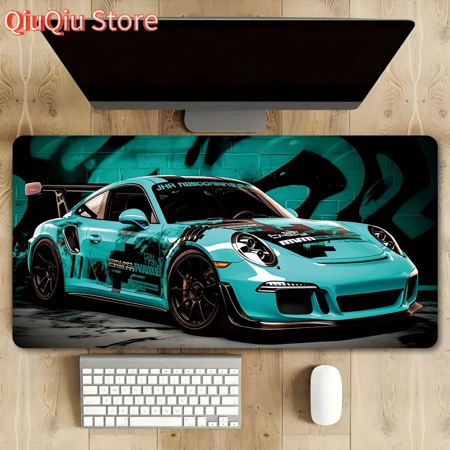 Elegante luz azul supercar mouse pad antiderrapante bordas costuradas durável e confortável tapete de mesa de escritório de jogos acessórios de mesa