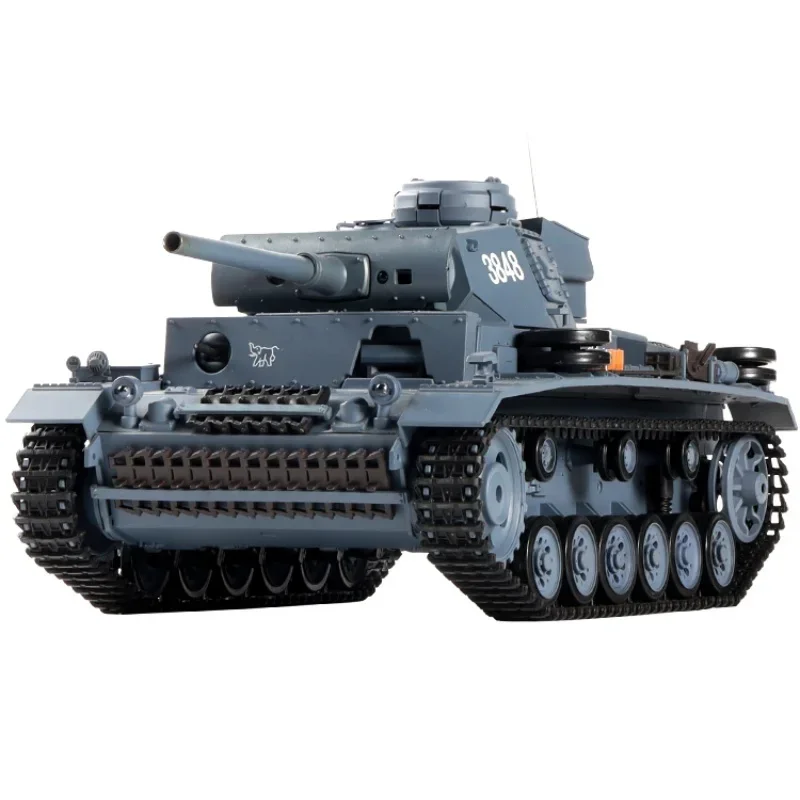 Henglong 1/16 No. 3 L-Shaped Remote-Controlled Tank Model Tracked Climbing Off-Road Vehicle Emits Fog And Can Shoot Metal 3848