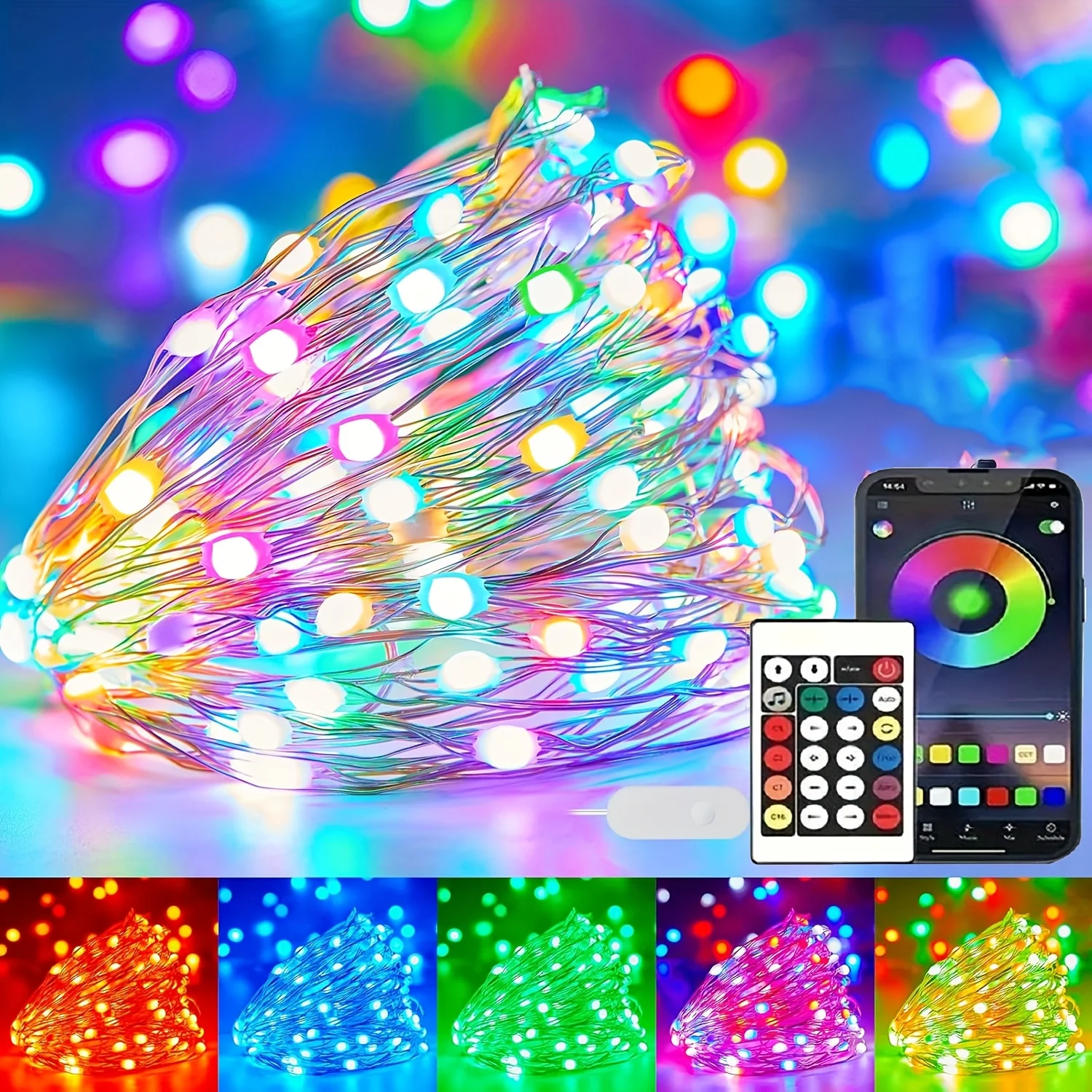 RGBIC Led String WS2812B Smart Fairy Light APP Remote Garland USB Waterproof Outdoor Christmas Light for Tree Bedroom Decoration