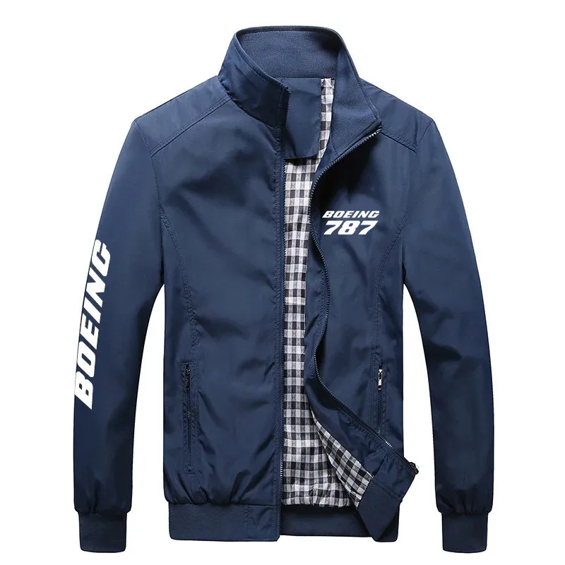 

New Aviation Boeing 787 Pilots Harajuku Spring Autumn Plaid Lightweight Windbreakers Flight Man Jackets Coats Men Clothing