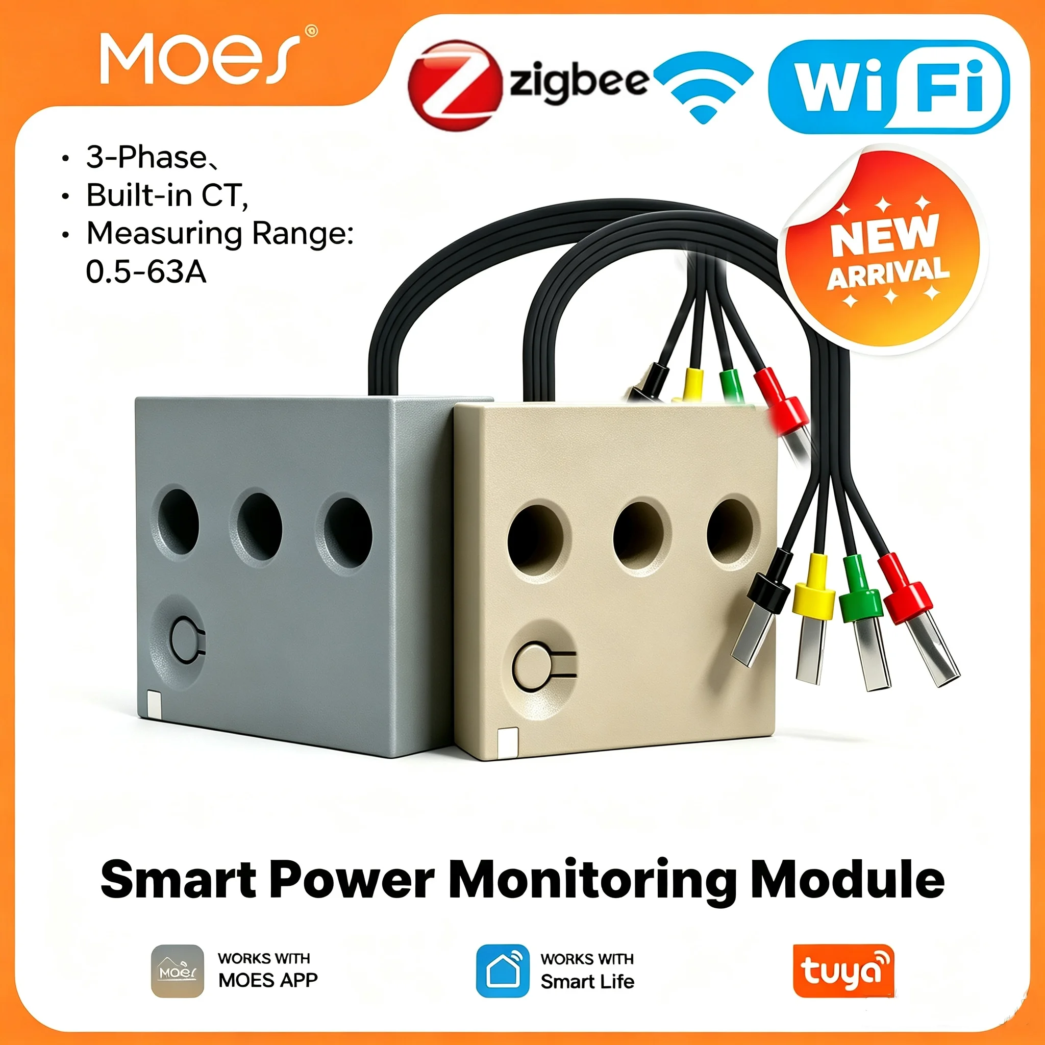 MOES Tuya Zigbee/WiFi 1 Or 3-Phase Smart Power Meter Module Electricity Consumption Monitor Measure Built-in Current Transformer