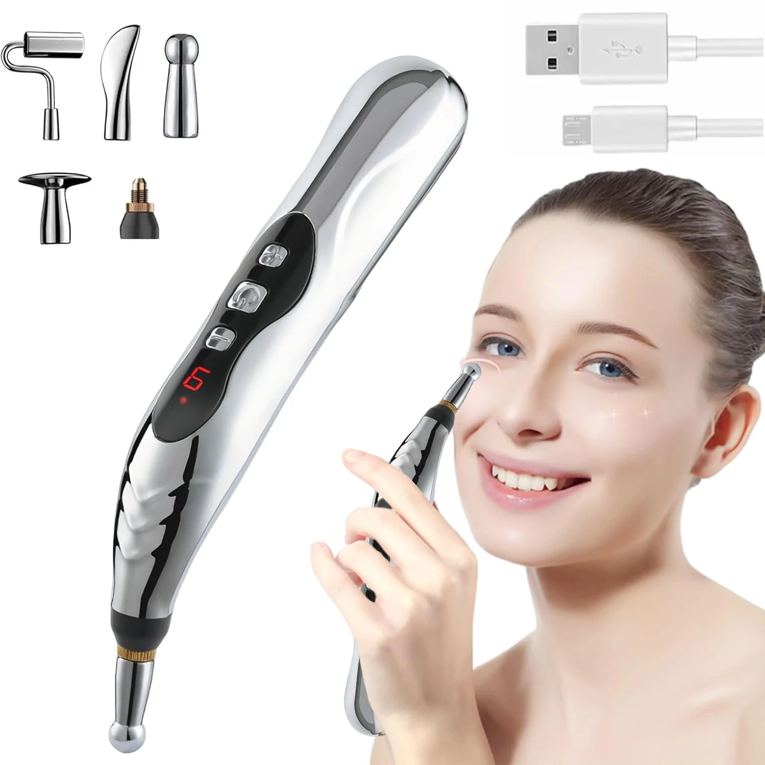 Electronic Acupuncture Pen Point Massager Electric Meridian Laser Therapy Heal Massage Pen Face Energy Pen Back Pain Relief Tool
