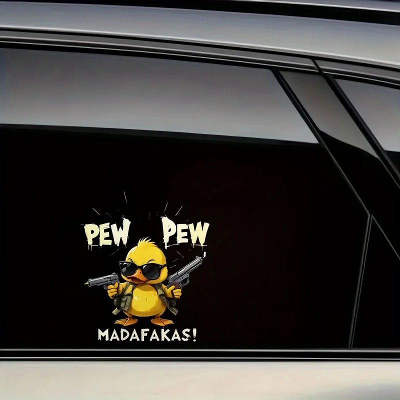 ملصق فينيل كرتوني مسلح بالكامل على شكل بط - تصميم مضحك "PEW PEW" للسيارات والشاحنات والدراجات النارية والأمتعة والمزيد #5